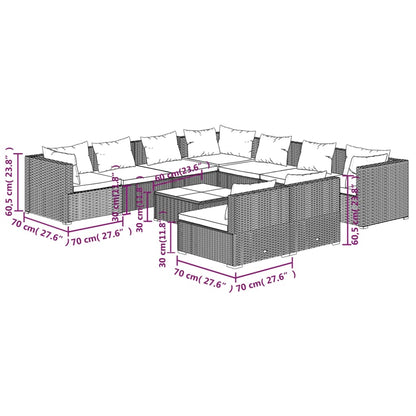 Set Divani da Giardino 10 pz con Cuscini in Polyrattan Marrone | homemem39