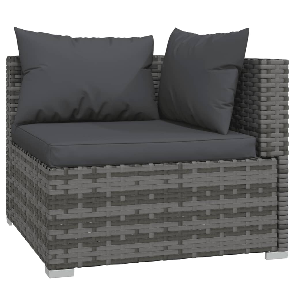 Set Divani da Giardino 10 pz con Cuscini in Polyrattan Grigio | homemem39