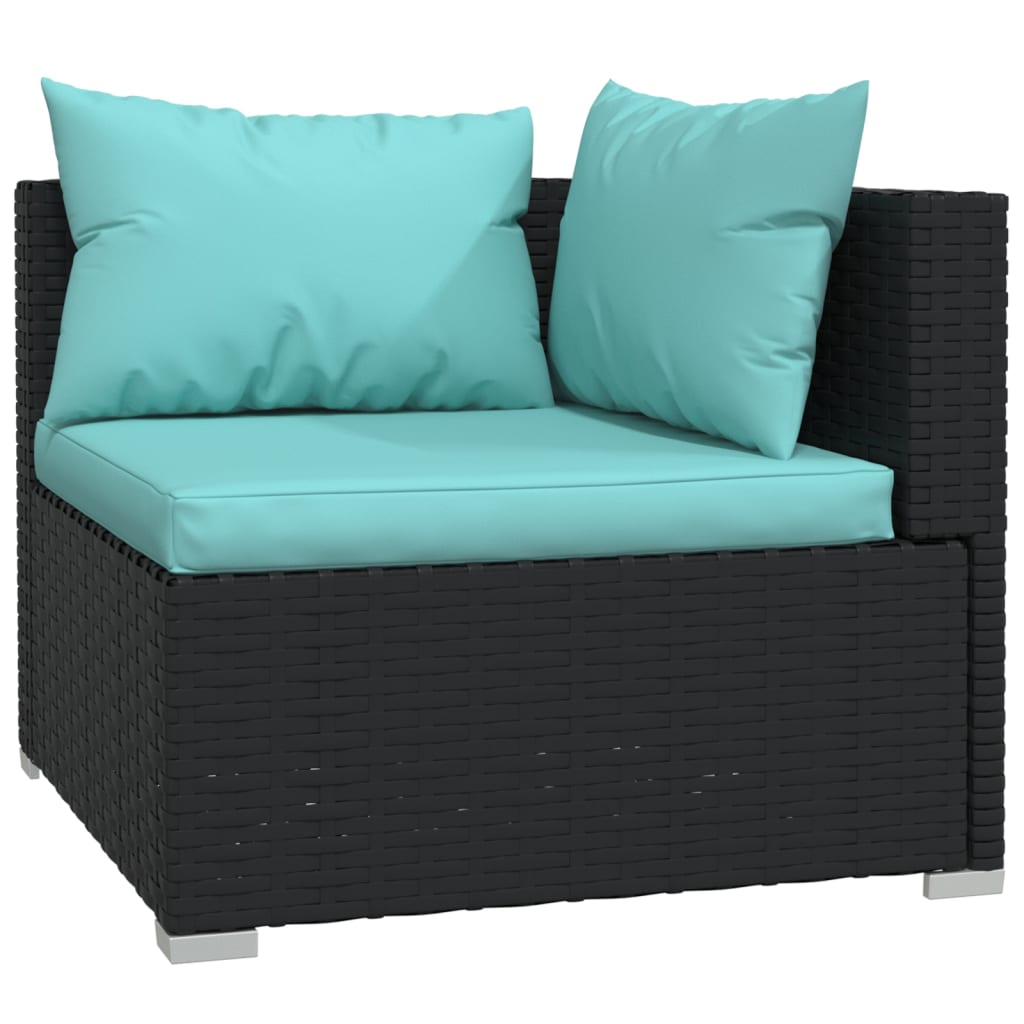 Set Mobili da Giardino con Cuscini 8 pz Nero in Polyrattan | homemem39