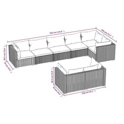 Set Mobili da Giardino con Cuscini 8 pz Nero in Polyrattan | homemem39