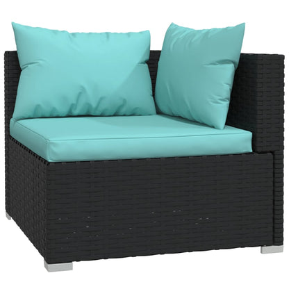 Set Divani da Giardino 10 pz con Cuscini in Polyrattan Nero | homemem39