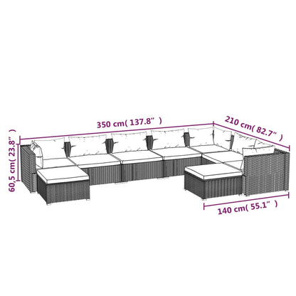 Set Divani da Giardino 9 pz con Cuscini in Polyrattan Marrone | homemem39