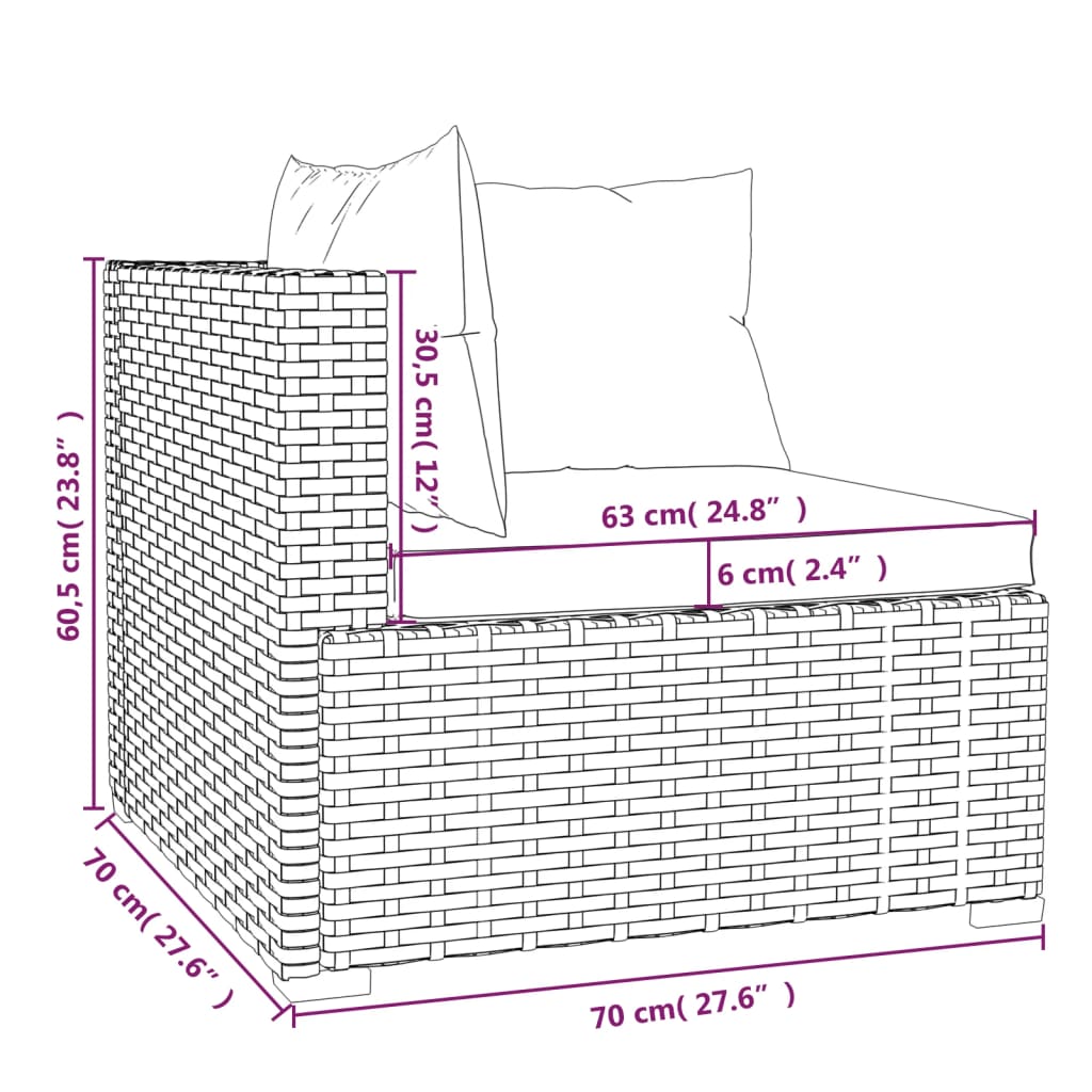 Set Divani da Giardino 9 pz con Cuscini in Polyrattan Marrone | homemem39