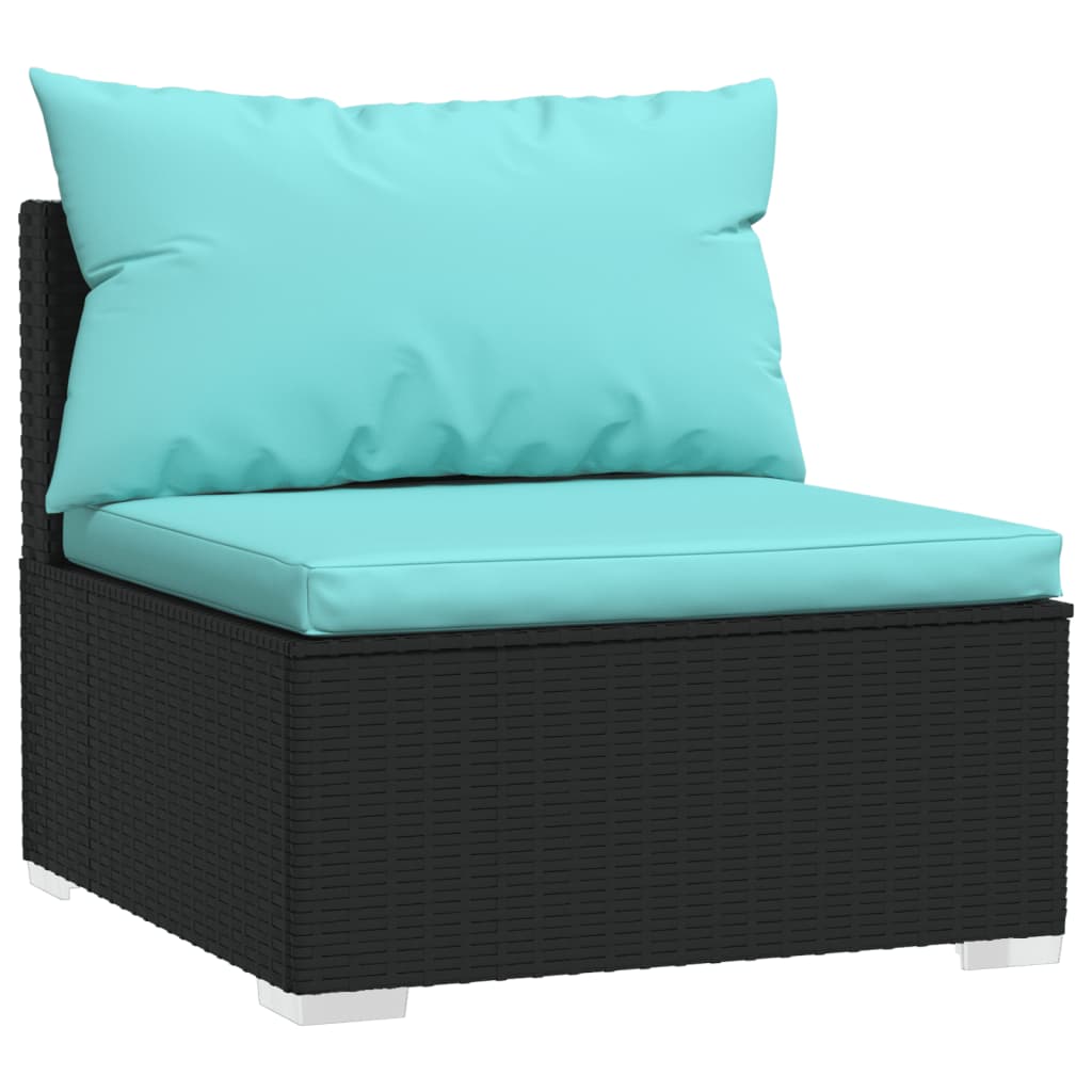 Set Divani da Giardino 10 pz con Cuscini in Polyrattan Nero | homemem39