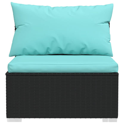 Set Divani da Giardino 10 pz con Cuscini in Polyrattan Nero | homemem39