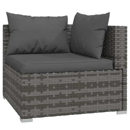 Set Divani da Giardino 10 pz con Cuscini in Polyrattan Grigio | homemem39