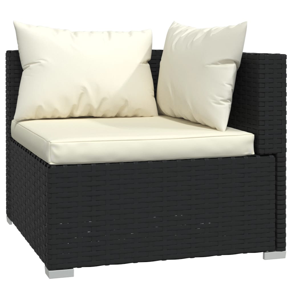 Set Divani da Giardino 11 pz con Cuscini in Polyrattan Nero | homemem39