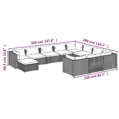 Set Divani da Giardino 11 pz con Cuscini in Polyrattan Marrone | homemem39