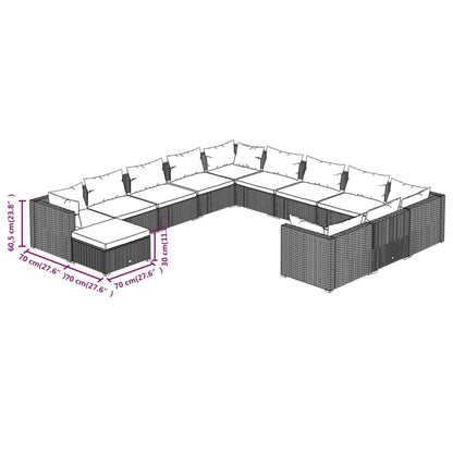 Set Divani da Giardino 12 pz con Cuscini in Polyrattan Marrone | homemem39