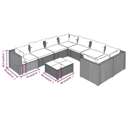 Set Divani da Giardino 9 pz con Cuscini in Polyrattan Marrone | homemem39