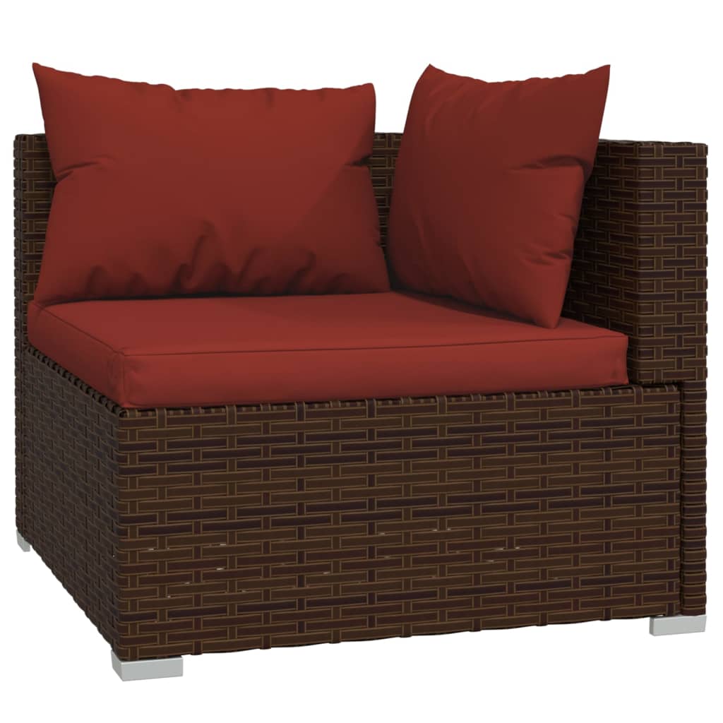 Set Divani da Giardino 9 pz con Cuscini in Polyrattan Marrone | homemem39
