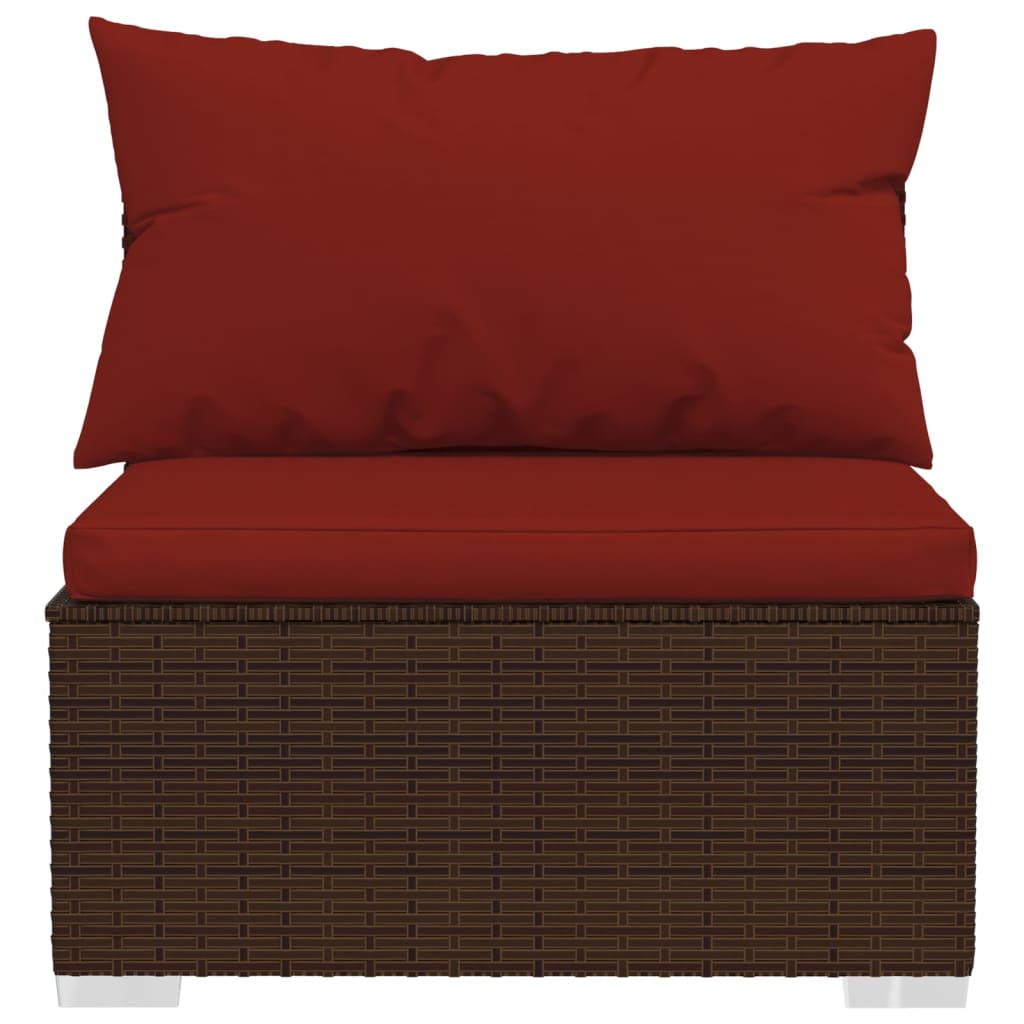 Set Divani da Giardino 9 pz con Cuscini in Polyrattan Marrone | homemem39