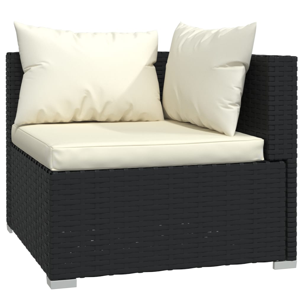 Set Divani da Giardino 10 pz con Cuscini in Polyrattan Nero | homemem39