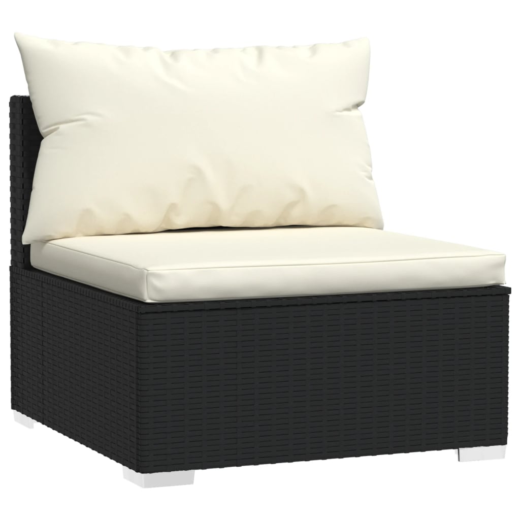 Set Divani da Giardino 10 pz con Cuscini in Polyrattan Nero | homemem39