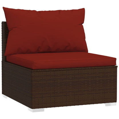 Set Divani da Giardino 11 pz con Cuscini in Polyrattan Marrone | homemem39