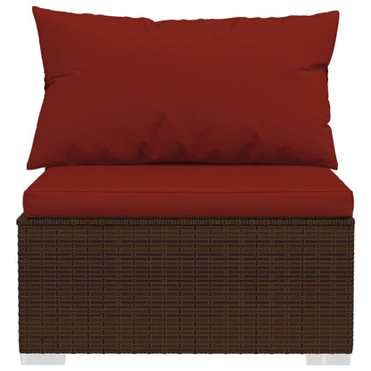 Set Divani da Giardino 13 pz con Cuscini in Polyrattan Marrone | homemem39