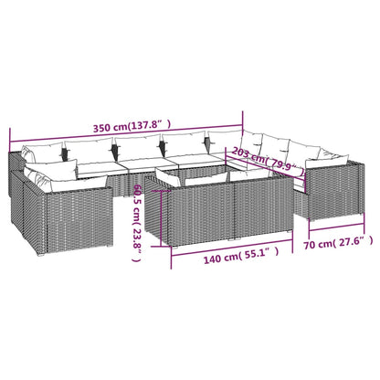 Set Divani da Giardino 12 pz con Cuscini in Polyrattan Marrone | homemem39