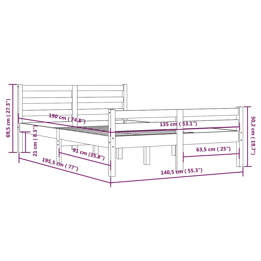 Giroletto Bianco in Legno Massello 135x190 cm Double | homemem39