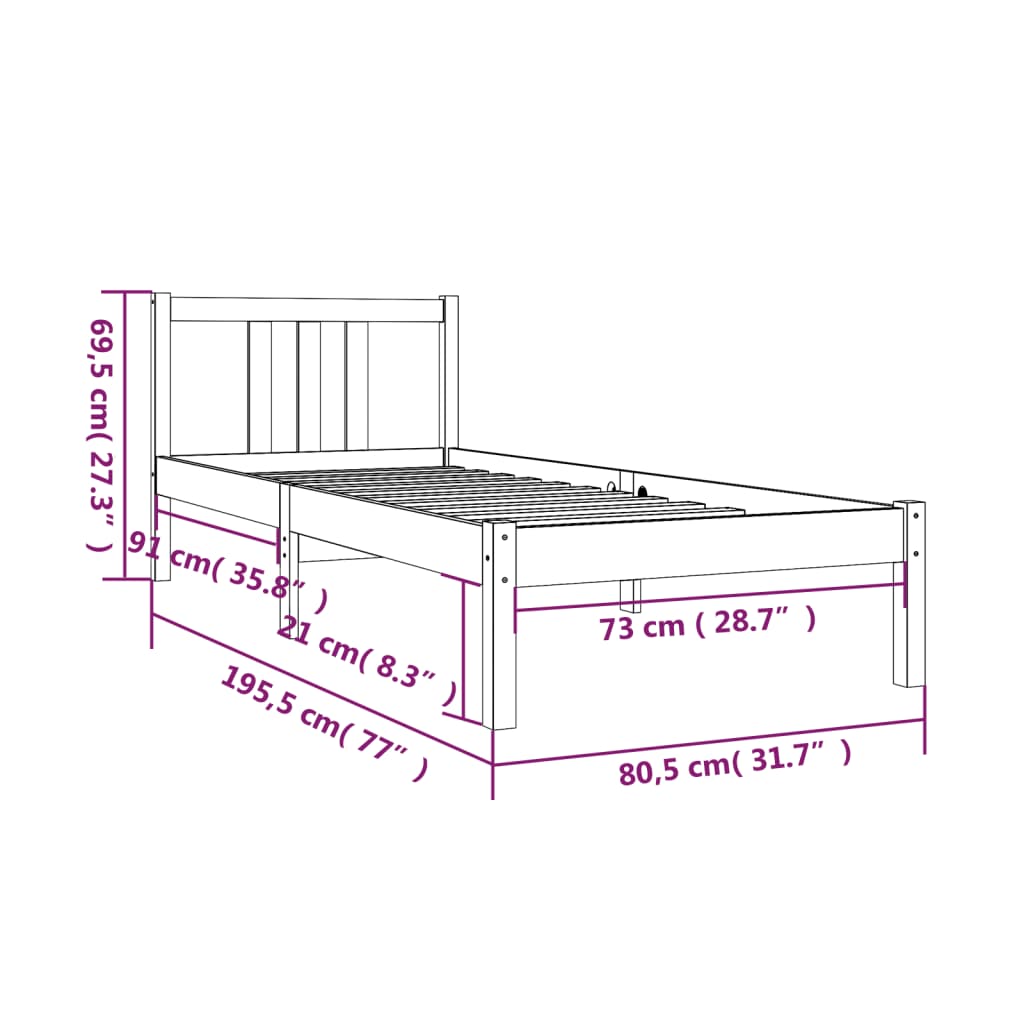Giroletto senza Materaso Ambra in Legno Massello 75x190 cm | homemem39