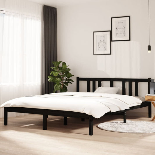 Giroletto Nero in Legno Massello 150x200 cm King Size - homemem39