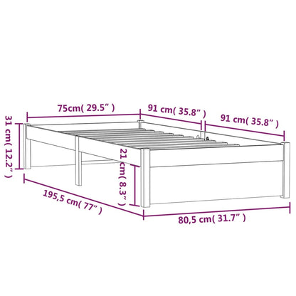 Giroletto Bianco in Legno Massello 75x190 cm Small Single - homemem39