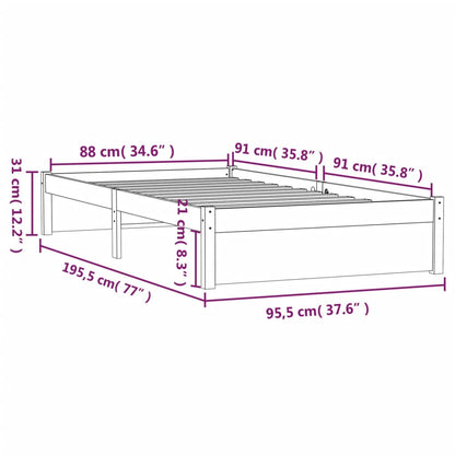 Giroletto Nero in Legno Massello 90x190 cm Single | homemem39