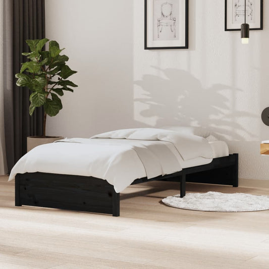 Giroletto Nero in Legno Massello 90x190 cm Single - homemem39