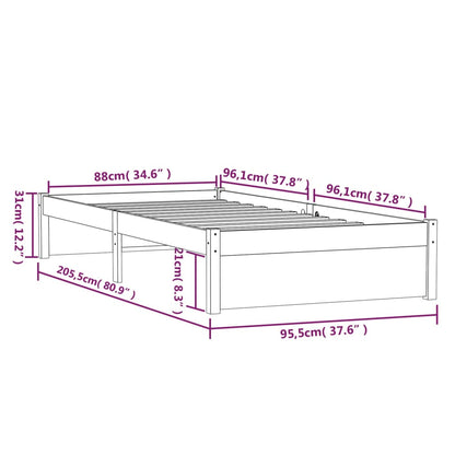 Giroletto senza Materasso Ambra Legno Massello Pino 90x200 cm - homemem39