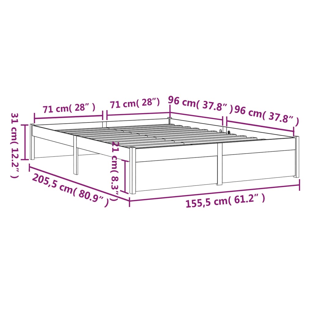 Giroletto Bianco in Legno Massello 150x200 cm King Size - homemem39