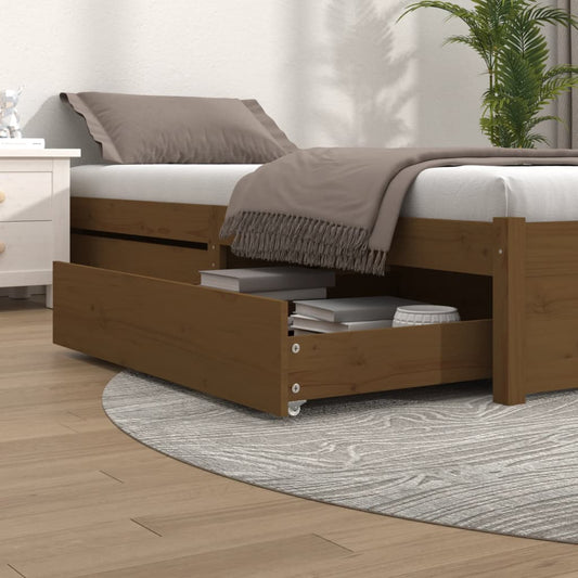 Cassetti per Letto 2pz Marrone Ambra in Legno Massello di Pino - homemem39