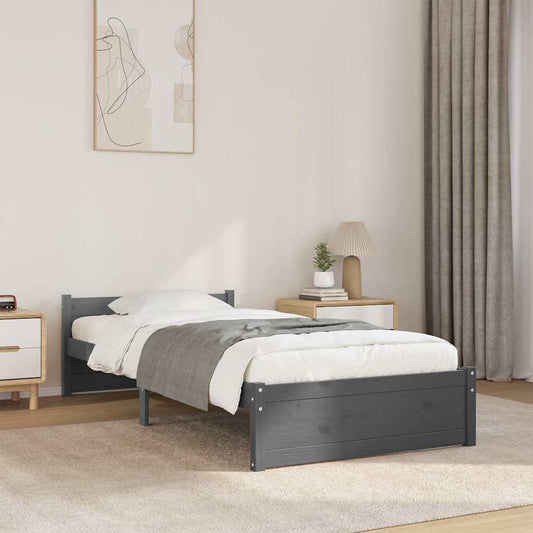 Giroletto in Legno Massello Grigio 75x190 cm Small Single - homemem39
