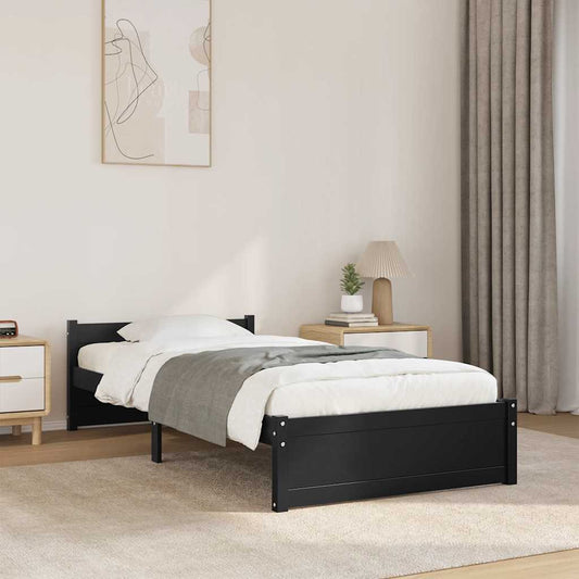 Giroletto in Legno Massello Nero 75x190 cm Small Single - homemem39