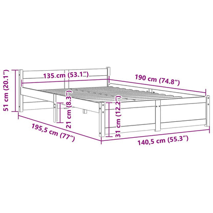 Giroletto Grigio in Legno Massello 135x190 cm Double - homemem39