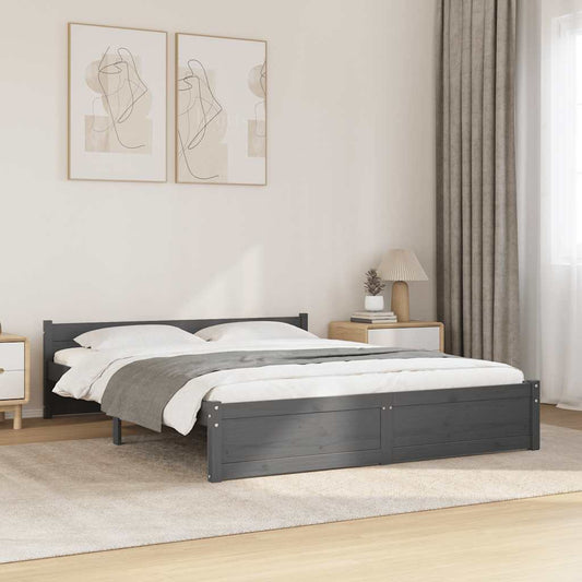 Giroletto Grigio in Legno Massello 135x190 cm Double - homemem39