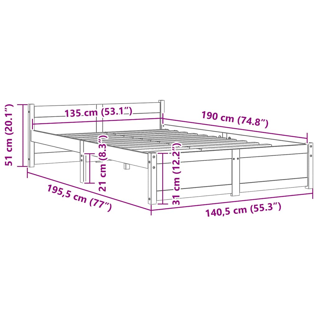 Giroletto Nero in Legno Massello 135x190 cm Double - homemem39