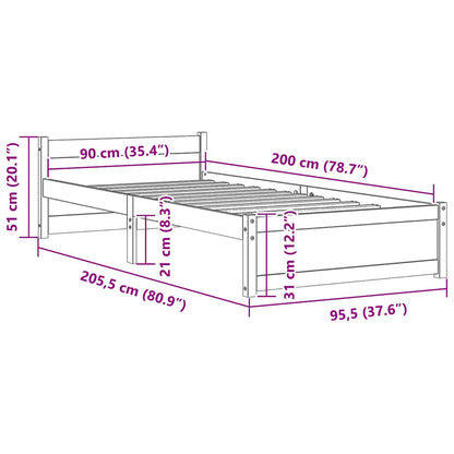 Giroletto Bianco in Legno Massello 90x200 cm | homemem39
