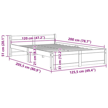 Giroletto senza Materasso Ambrato in Legno Massello 120x200 cm | homemem39