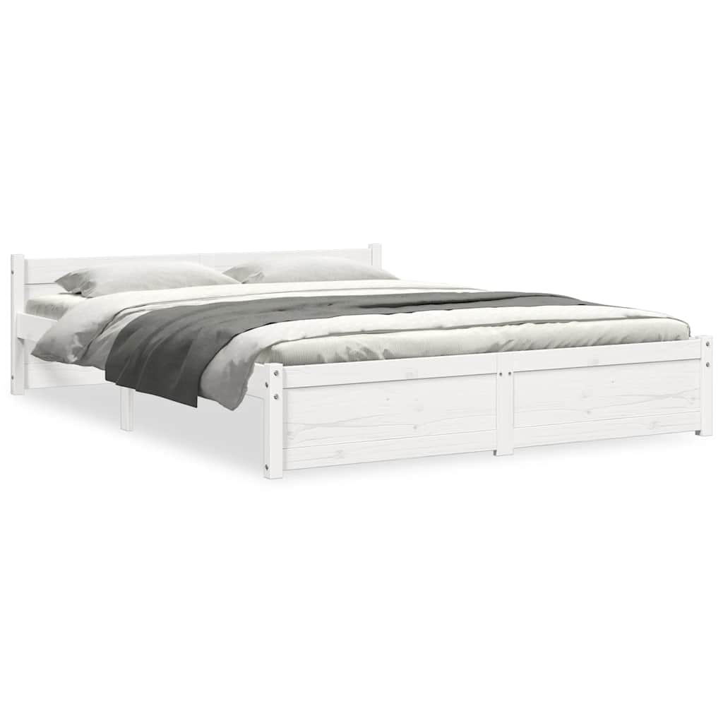 Giroletto Bianco in Legno Massello 150x200 cm King Size | homemem39
