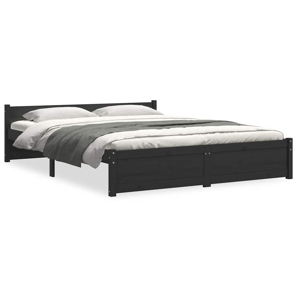 Giroletto Nero in Legno Massello 150x200 cm King Size | homemem39