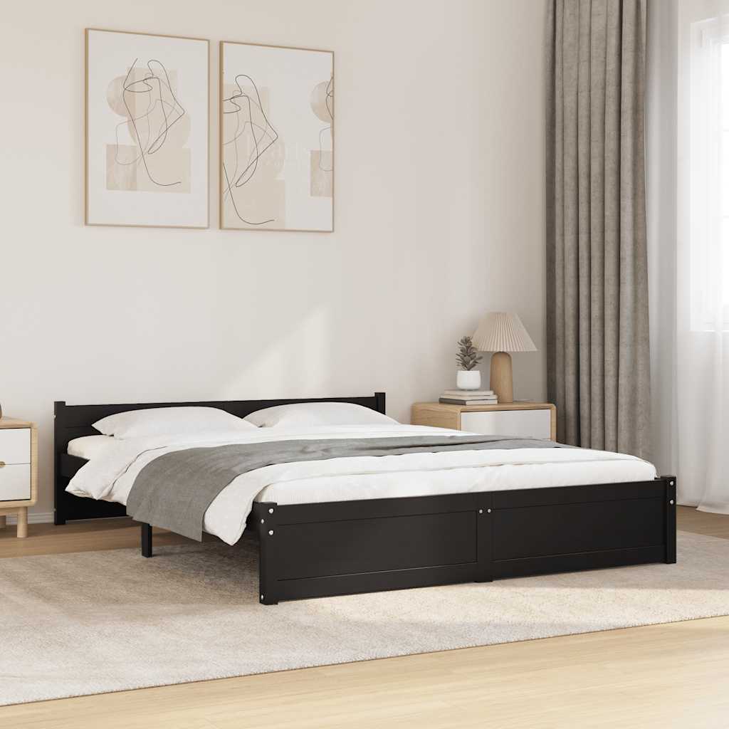 Giroletto Nero in Legno Massello 150x200 cm King Size | homemem39