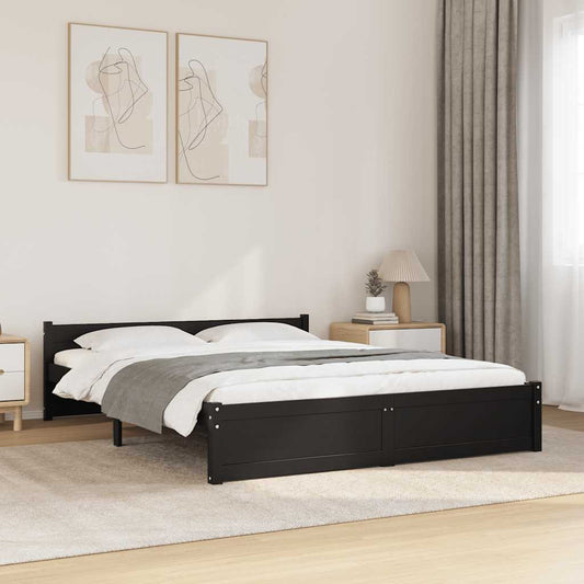 Giroletto Nero in Legno Massello 150x200 cm King Size | homemem39