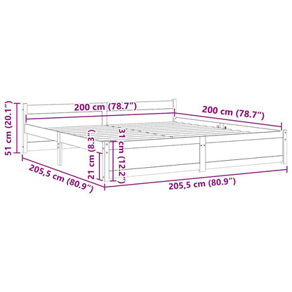 Giroletto senza Materasso in Legno Massello 200x200 cm - homemem39