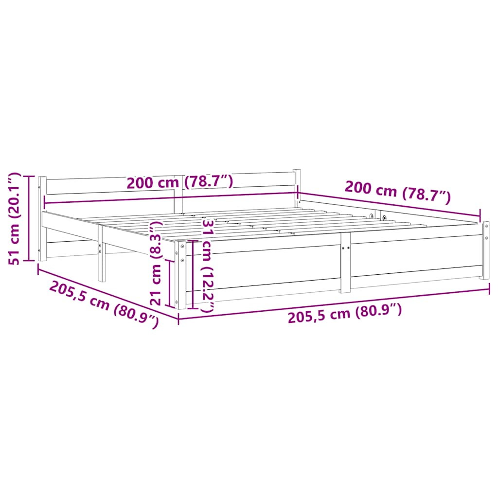 Giroletto senza Materaso Ambra in Legno Massello 200x200 cm | homemem39
