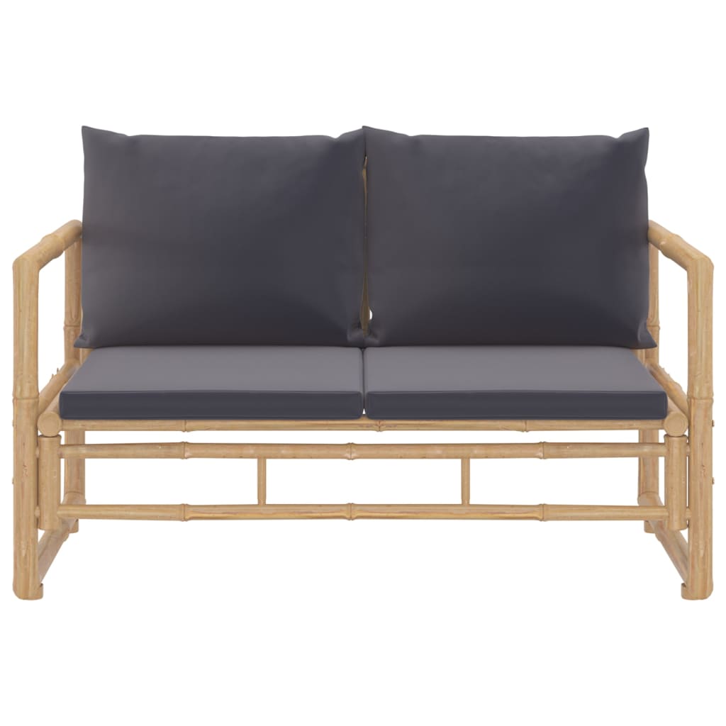 Set Salotto da Giardino 2pz con Cuscini Grigio Scuro Bambù | homemem39