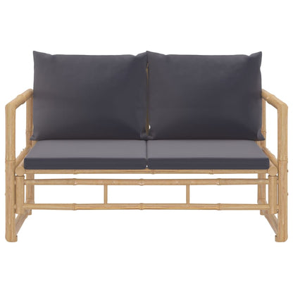 Set Salotto da Giardino 2pz con Cuscini Grigio Scuro Bambù | homemem39