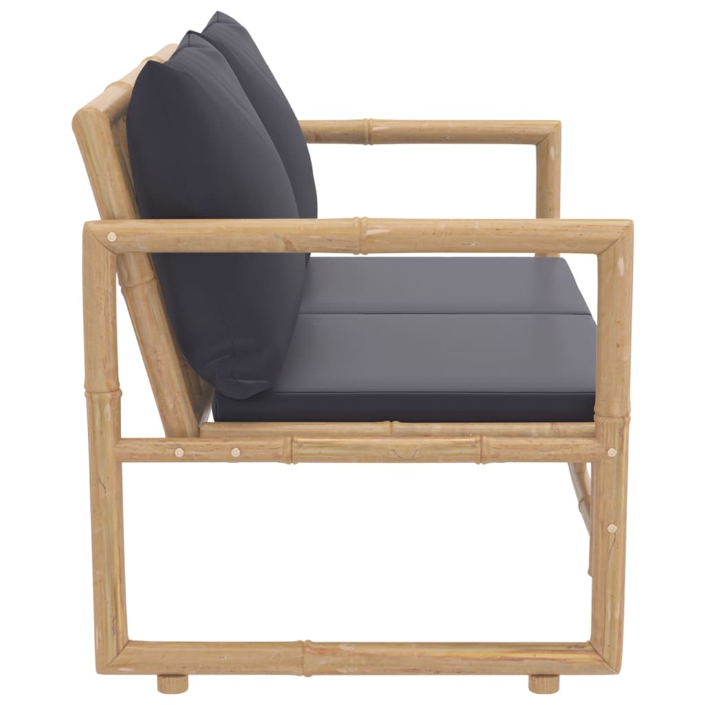 Set Salotto da Giardino 2pz con Cuscini Grigio Scuro Bambù | homemem39