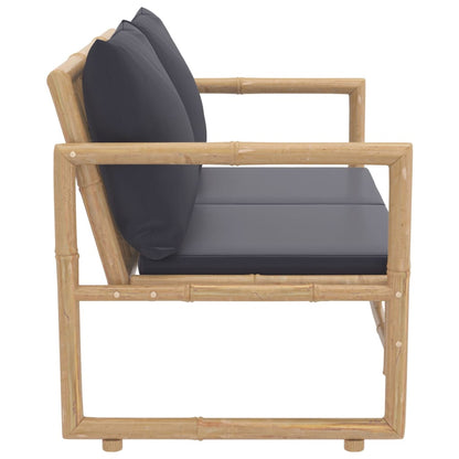 Set Salotto da Giardino 2pz con Cuscini Grigio Scuro Bambù | homemem39
