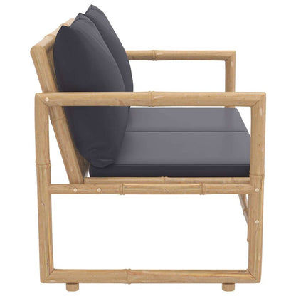 Set Salotto da Giardino 2pz con Cuscini Grigio Scuro Bambù