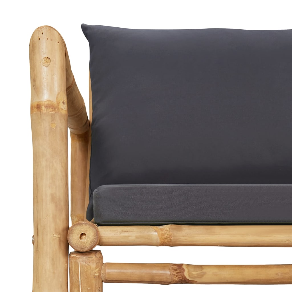 Set Salotto da Giardino 2pz con Cuscini Grigio Scuro Bambù | homemem39