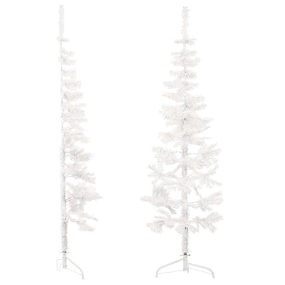 Albero Natale Artificiale Sottile a Metà Supporto Bianco 120 cm